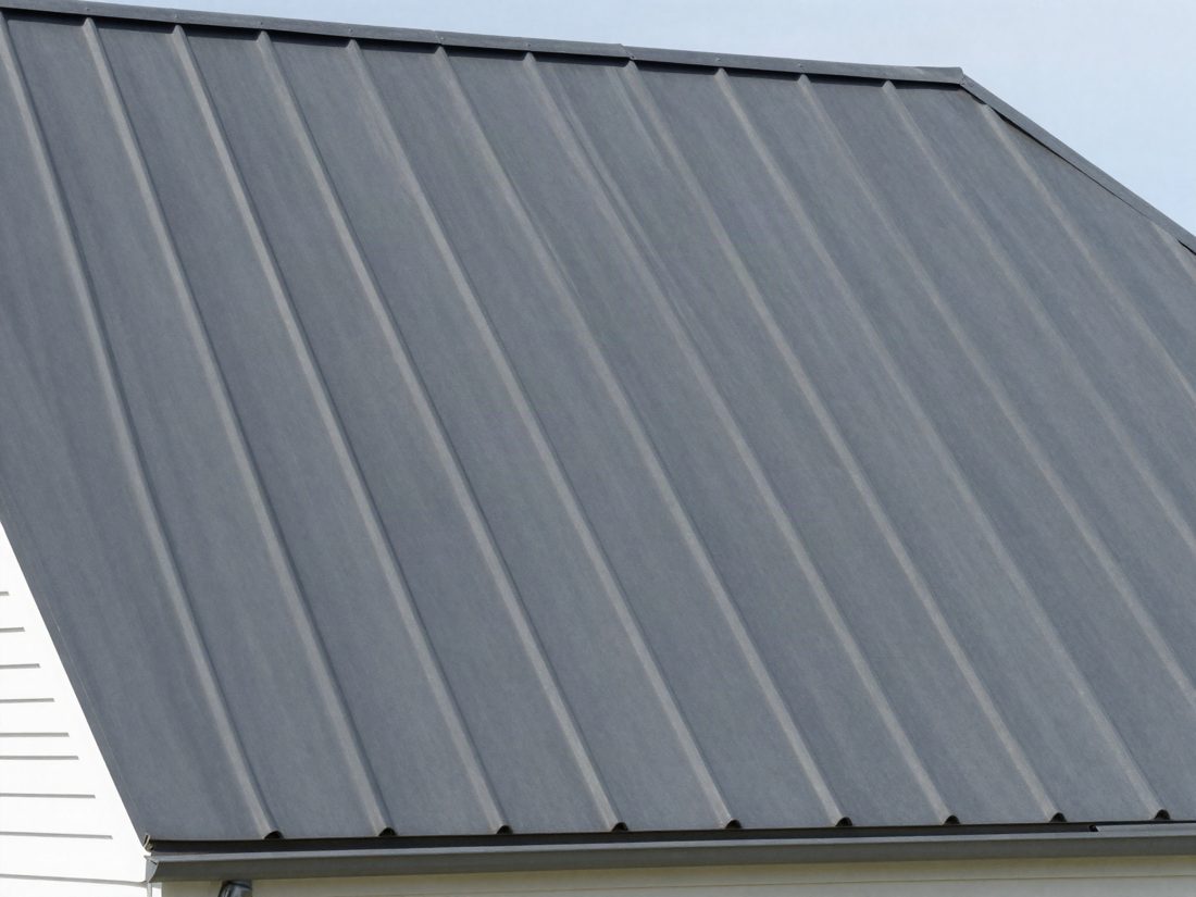 A standing seam metal roof with clean vertical seams